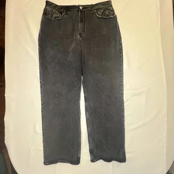 Abercrombie & Fitch '90s Relaxed High Rise Curve Love Jeans Washed Black - Picture 2 of 7